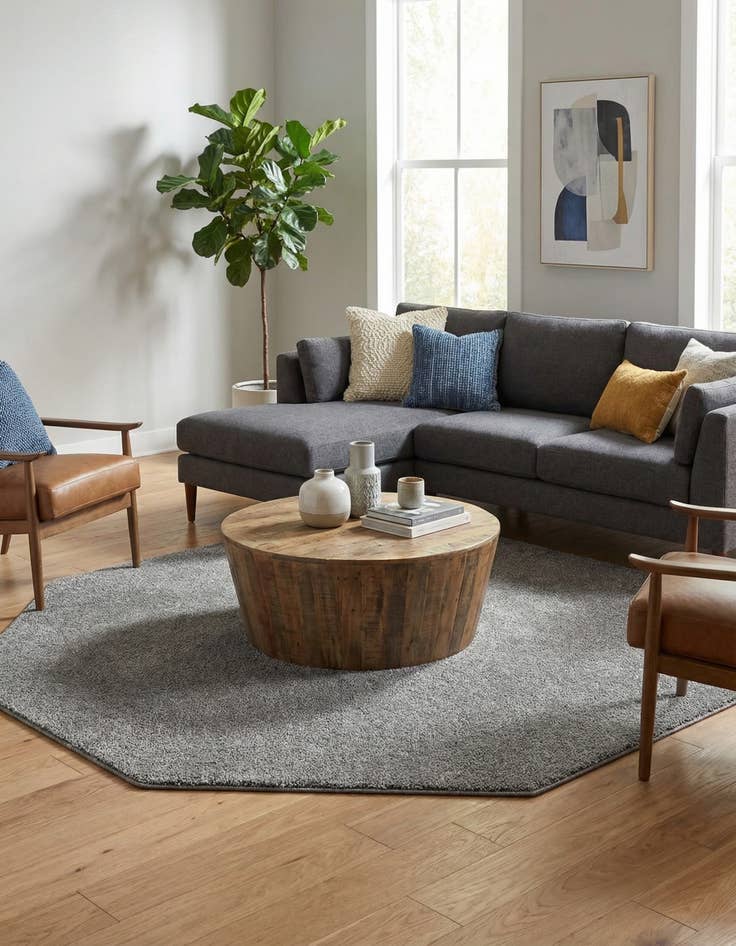 Detail image of 8' x 8' Solid Frieze Octagon Rug