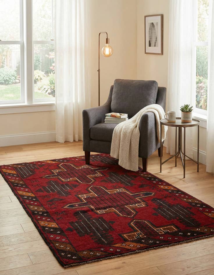 Detail image of 2' 9 x 4' 10  Hand Knotted Balouch Persian Wool Rug