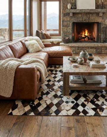 5' 8 x 8' Cowhide Stocks Rug