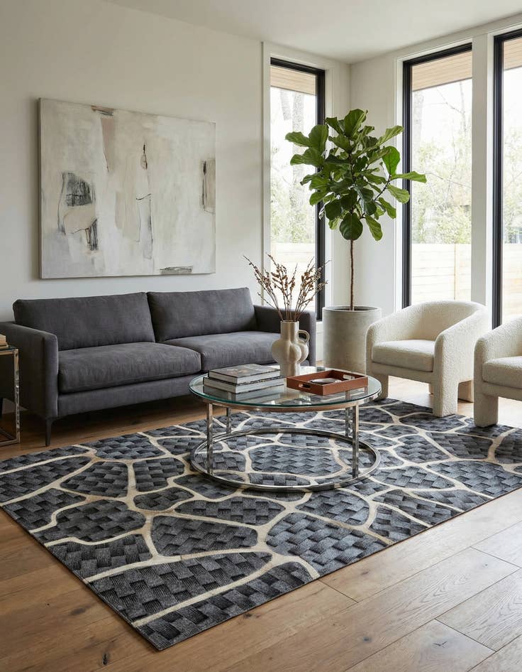 Detail image of  5' 2 x 8' Cowhide - Patchwork Rug