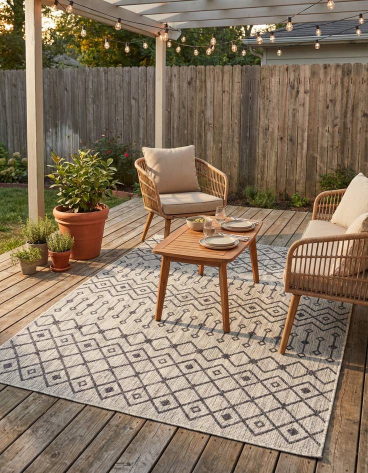 Detail image of  6' x 9'  Washable Lattice Indoor / Outdoor Rug