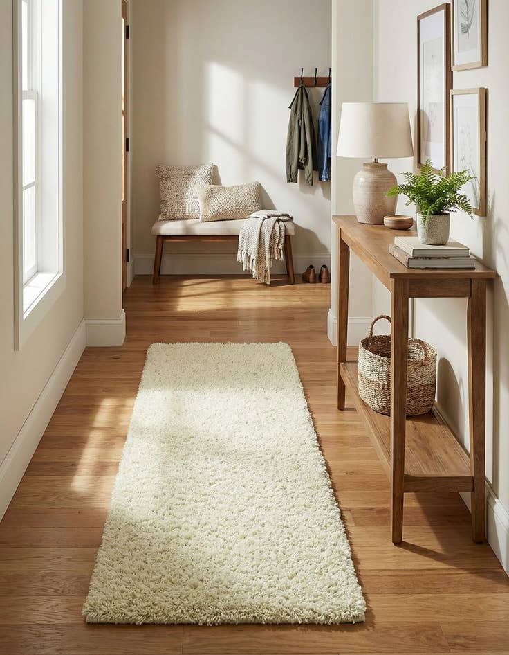 Detail image of  2' x 6' Solid Shag Runner Rug