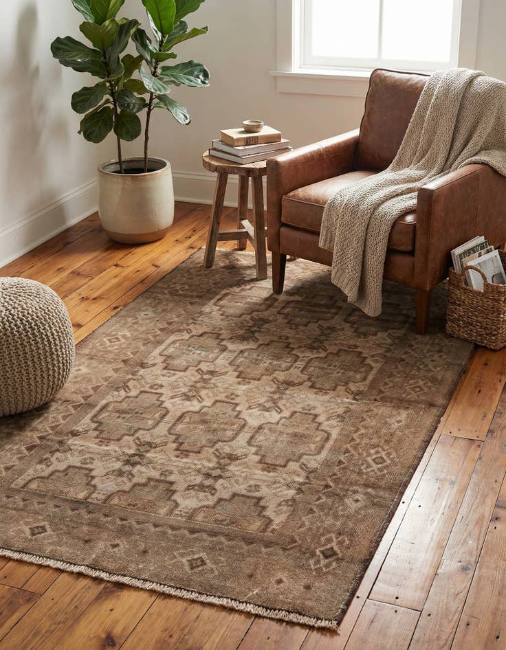 Detail image of  3' 8 x 6'  Hand Knotted Ultra Vintage Persian Wool Rug