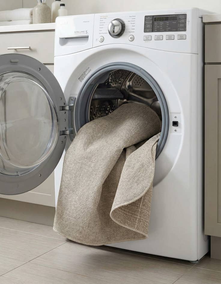 Detail image of 7' 10 x 7' 10  Washable Solid Indoor / Outdoor Round Rug