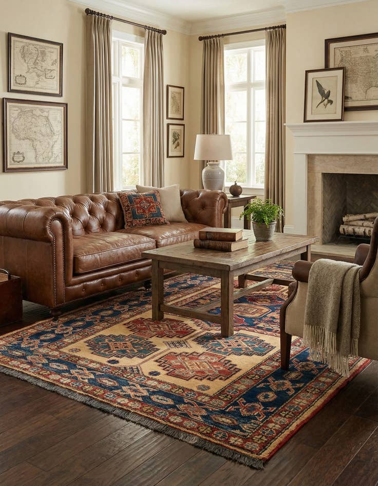 Detail image of 3' 4 x 5' 6  Hand Knotted Kazak Wool Rug