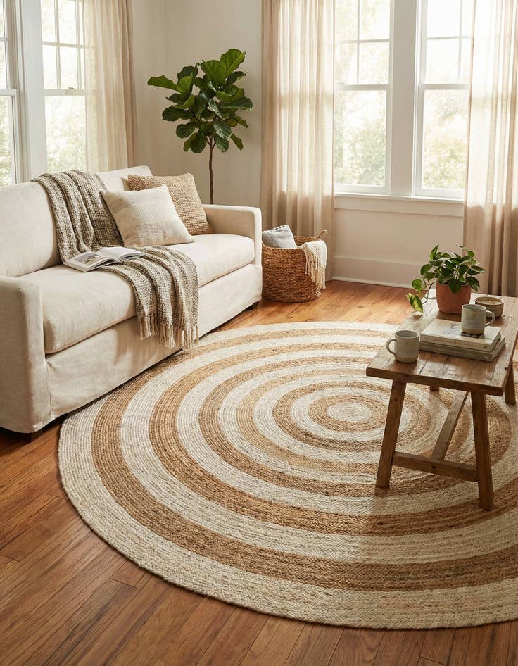 Detail image of 10' x 10'  Hand Braided Jute Round Rug
