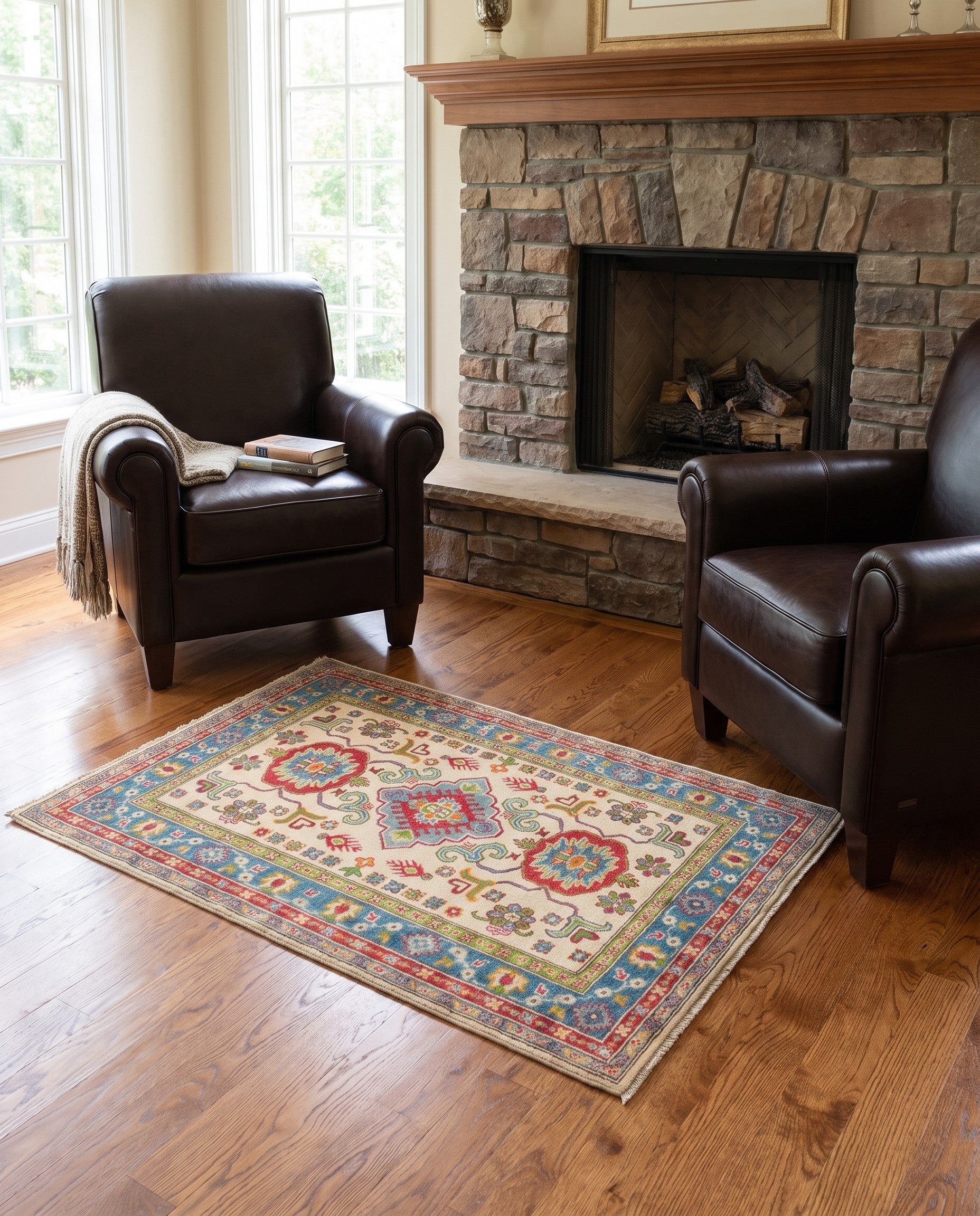 3' 11 x 5' 10 Hand Knotted Kazak Rug