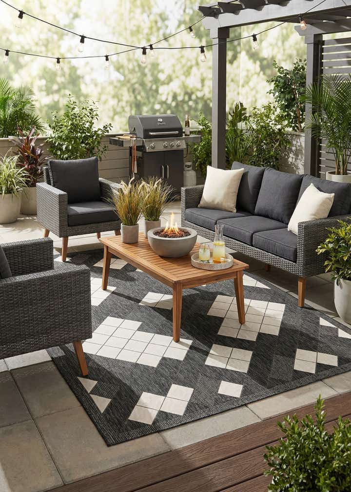7' x 10' Easy-Clean Modern Indoor / Outdoor Rug