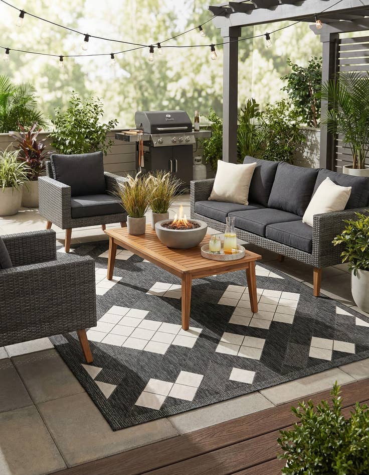 Detail image of 7' x 10' Easy-Clean Modern Indoor / Outdoor Rug