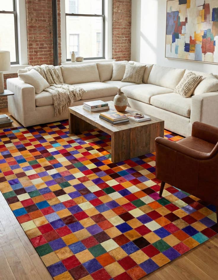 Detail image of 8' x 9' 9 Cowhide - Patchwork Rug