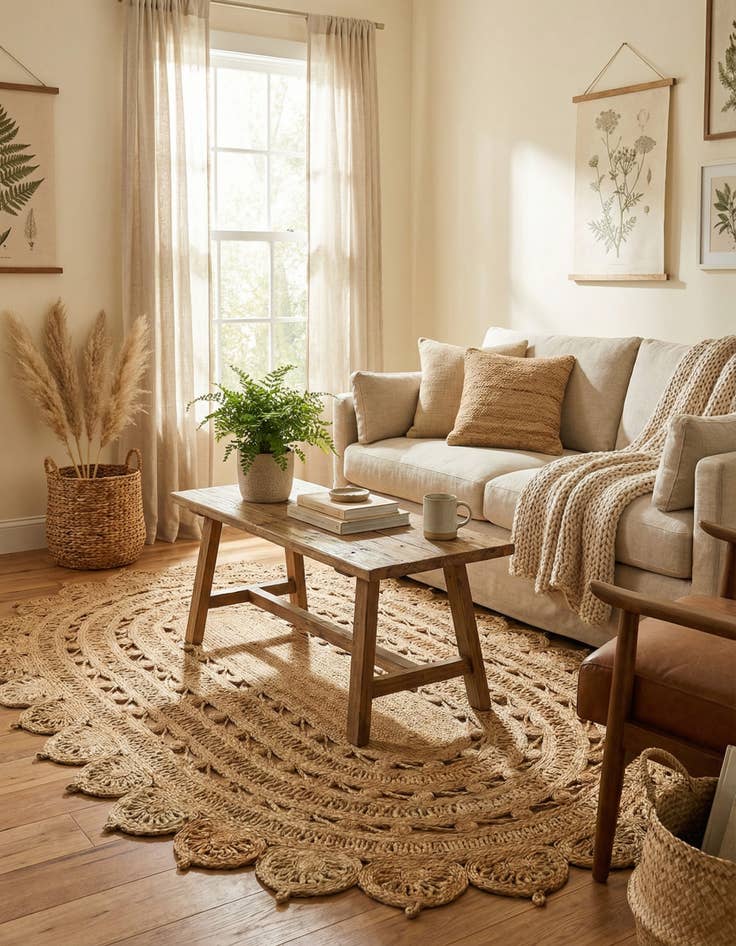 Detail image of  5' 1 x 8'  Hand Braided Jute Oval Rug