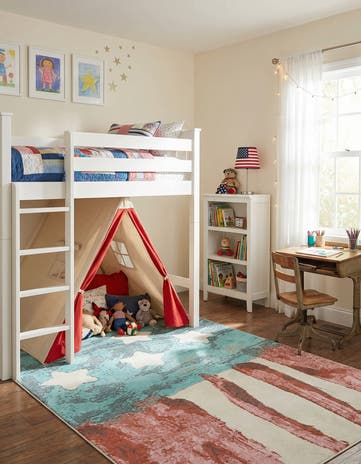 5' 3 x 8' American Flag Whimsy Kids Rug