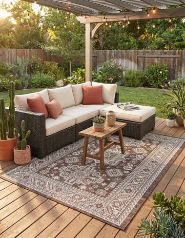 5' 3 x 8' Easy-Clean Aztec Indoor / Outdoor Rug