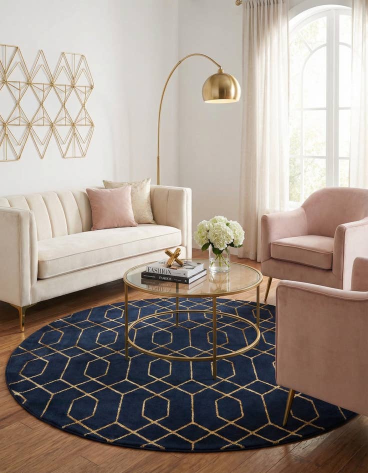 Detail image of 7' 10 x 7' 10  Marilyn Monroe™ Glam Trellis Round Rug