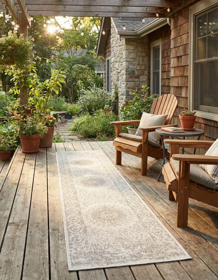 Detail image of 2' x 8'  Washable Traditional Indoor / Outdoor Runner Rug