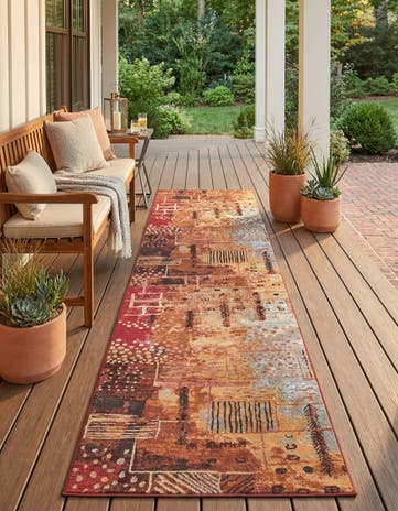 2' 7 x 11' Easy-Clean Modern Indoor / Outdoor Runner Rug