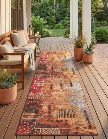 2' 7 x 11' Easy-Clean Modern Indoor / Outdoor Runner Rug