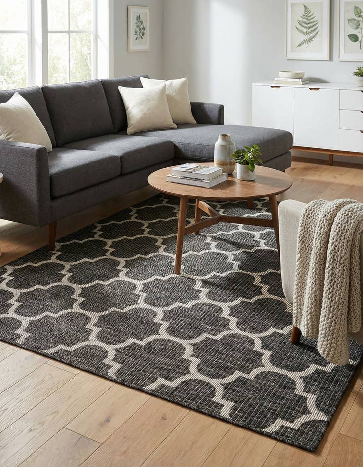 Detail image of 6' x 6'  Washable Trellis Indoor / Outdoor Square Rug