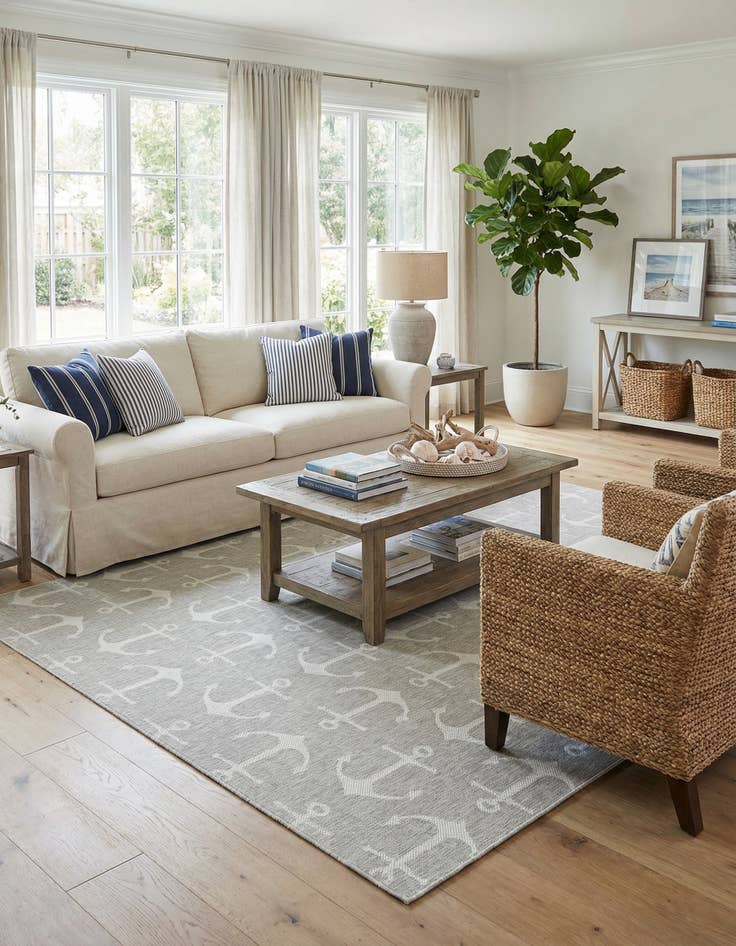 Detail image of  10' x 14'  Washable Coastal Indoor / Outdoor Rug