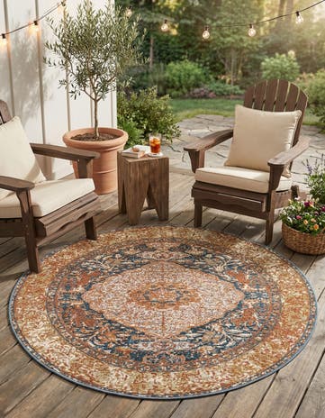 4' x 4' Easy-Clean Traditional Indoor / Outdoor Round Rug