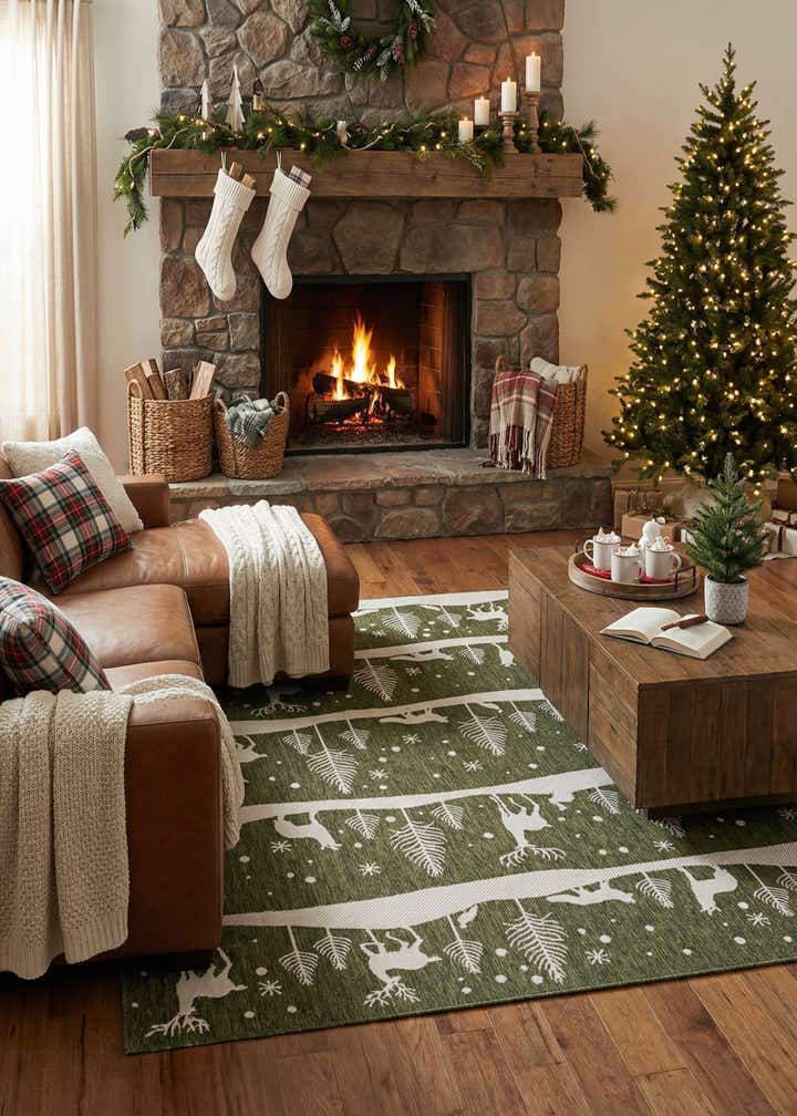 7' 10 x 10' Easy-Clean Holiday Indoor / Outdoor Rug