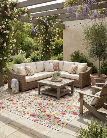 10' x 13' Easy-Clean Botanical Indoor / Outdoor Rug