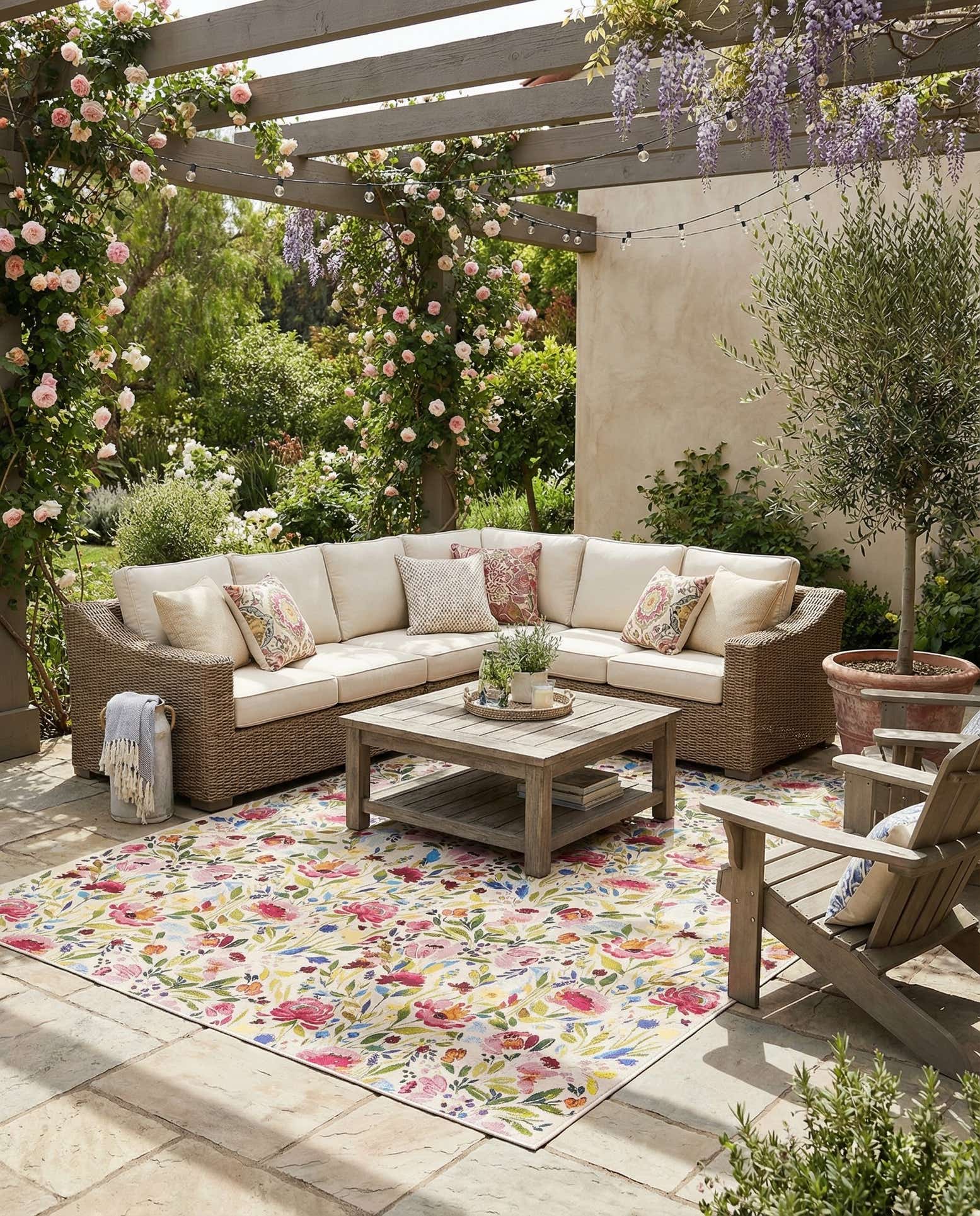 10' x 13' Easy-Clean Botanical Indoor / Outdoor Rug