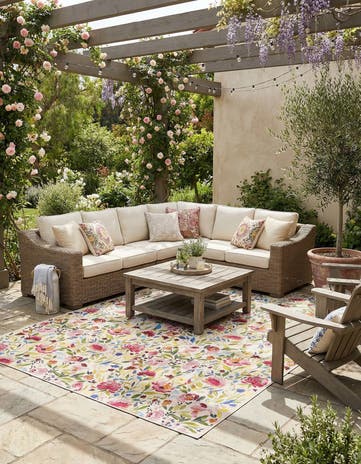 10' x 13' Easy-Clean Botanical Indoor / Outdoor Rug