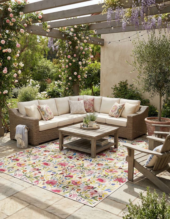 10' x 13' Easy-Clean Botanical Indoor / Outd...