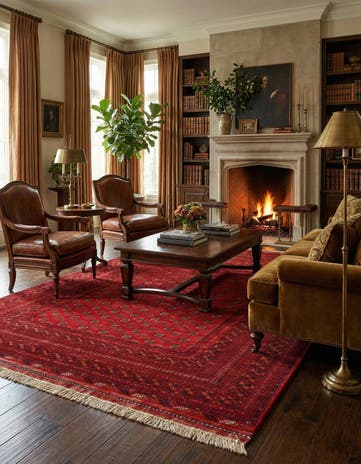 6' 7 x 10' 3 Hand Knotted Afghan Mouri Wool Rug