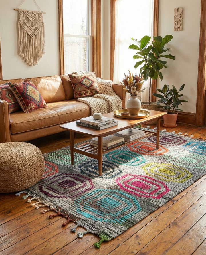 5' 1 x 7' Hand Knotted Moroccan Wool Rug