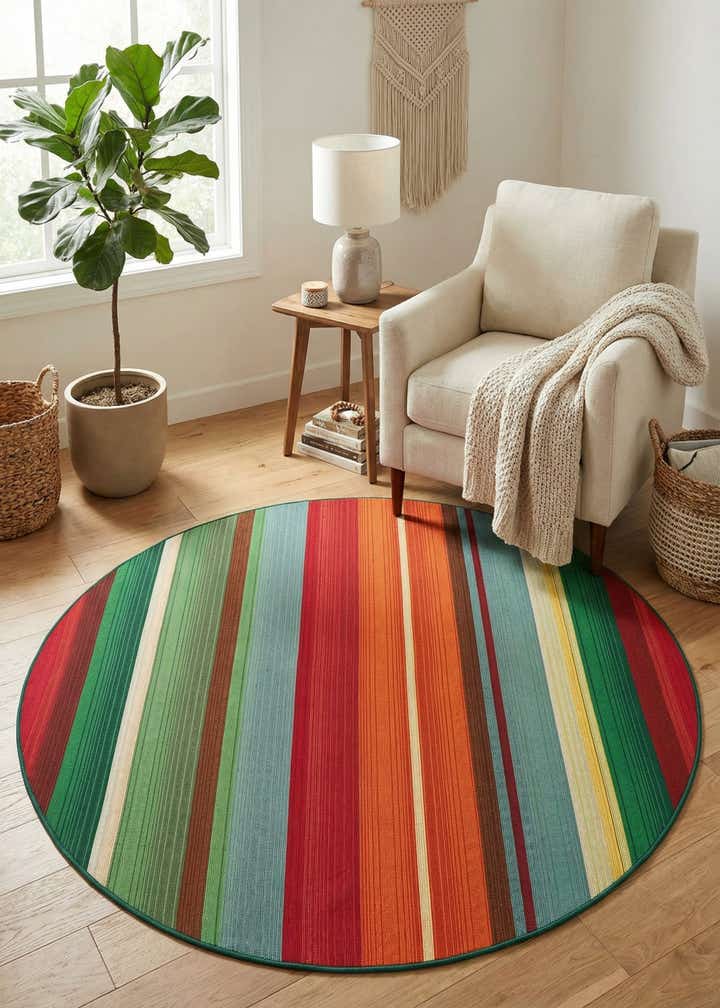 5' x 5' Easy-Clean Modern Indoor / Outdoor Round Rug