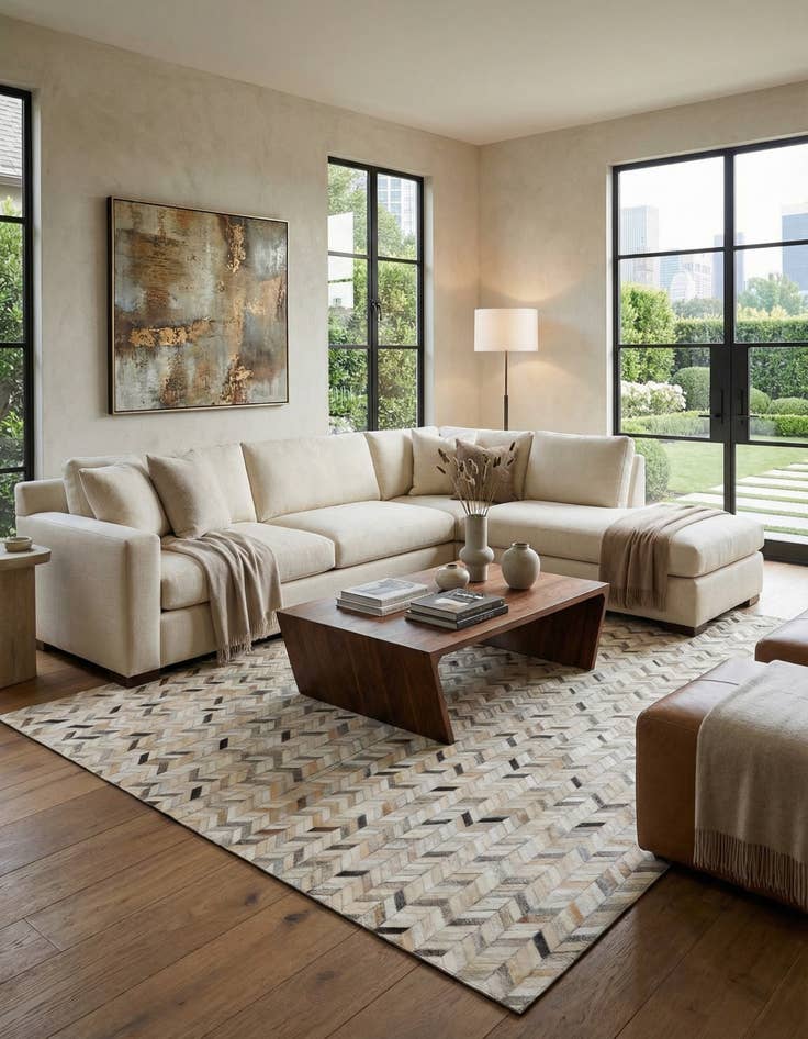 Detail image of 6' 8 x 9' 11 Cowhide Stocks Rug