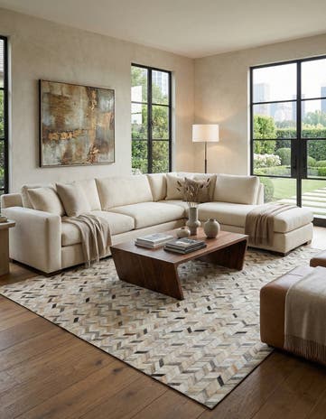 6' 8 x 9' 11 Cowhide Stocks Rug