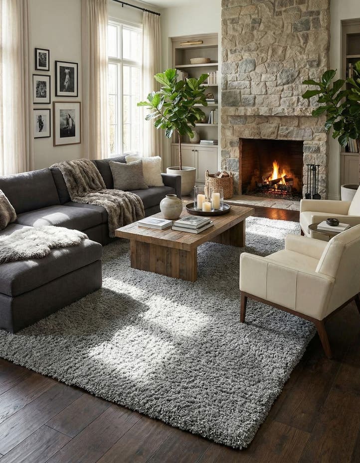 9' 10 x 13' Soft Solid Shag Rug