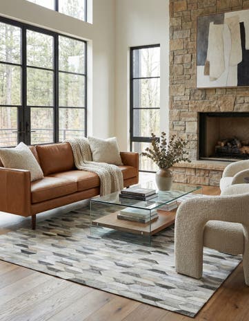 4' 10 x 8' Cowhide Leather Rug