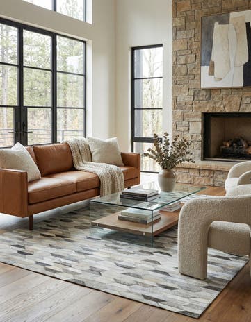 4' 10 x 8' Cowhide Leather Rug