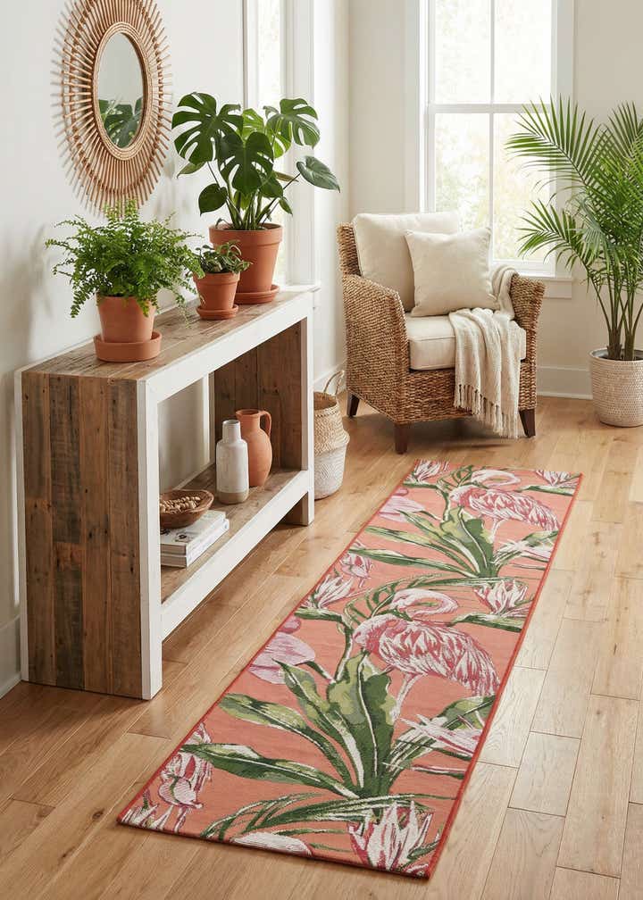 2' x 8' Easy-Clean Botanical Indoor / Outdoor Runner Rug