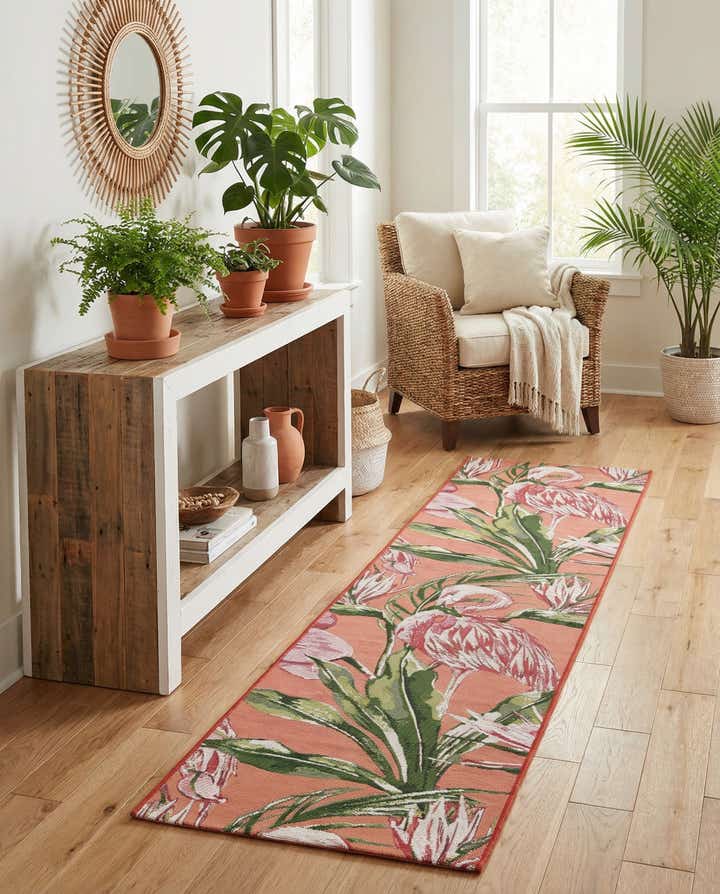 2' x 8' Easy-Clean Botanical Indoor / Outdoor Runner Rug