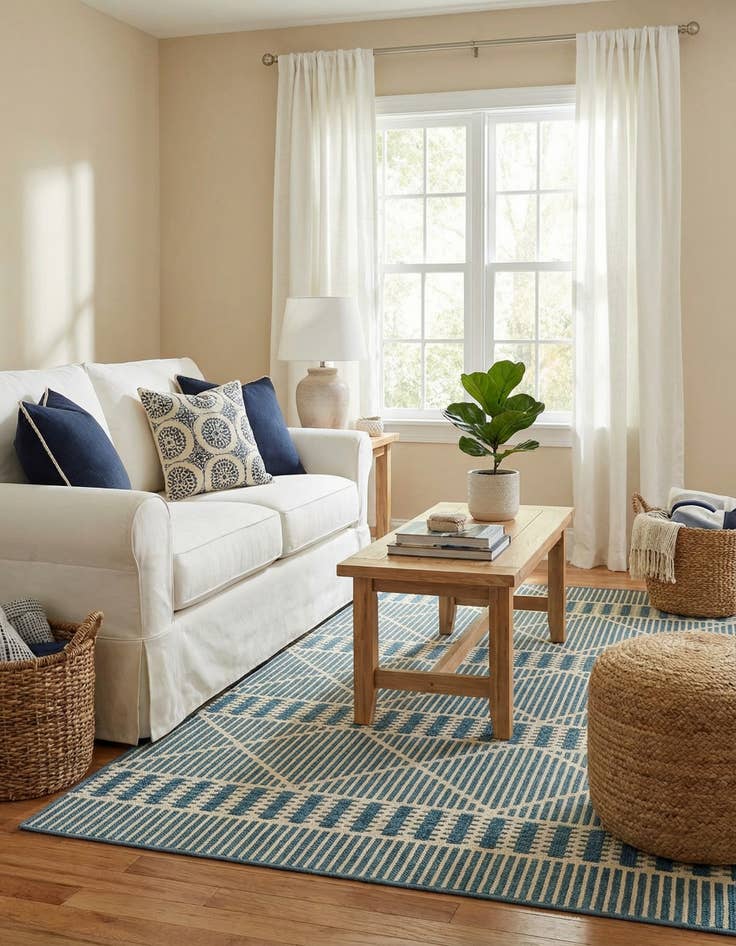 Detail image of 4' x 6' Easy-Clean Trellis Indoor / Outdoor Rug