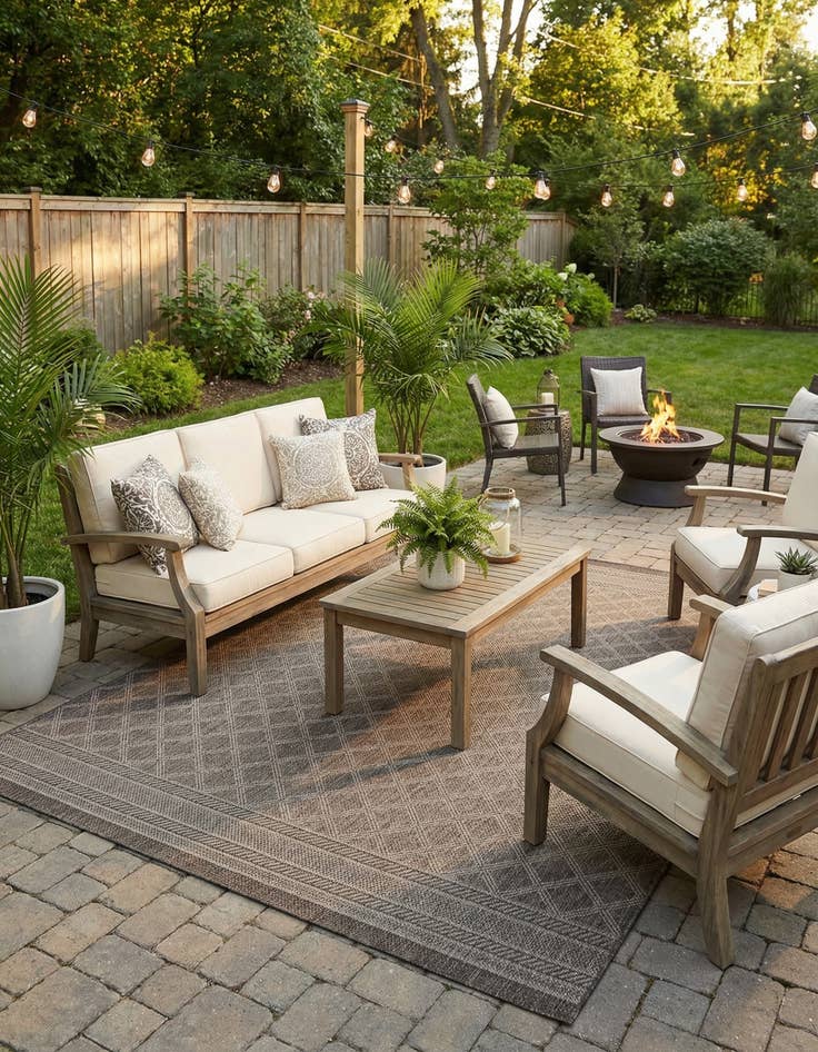 Detail image of 7' 10 x 10' Easy-Clean Trellis Indoor / Outdoor Rug