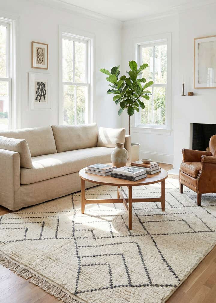 5' x 8' 1 Hand Knotted Moroccan Wool Rug