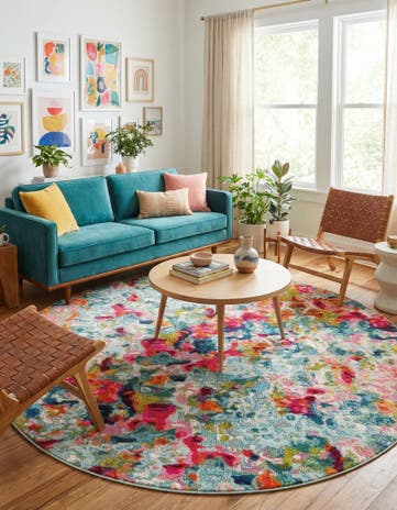 8' x 8' Washable Theia Round Rug
