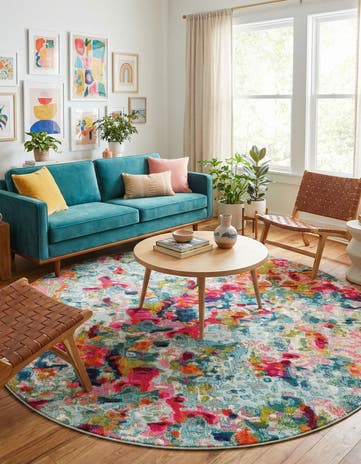 8' x 8' Washable Theia Round Rug