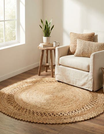 Natural Handmade Braided Jute Round Rug