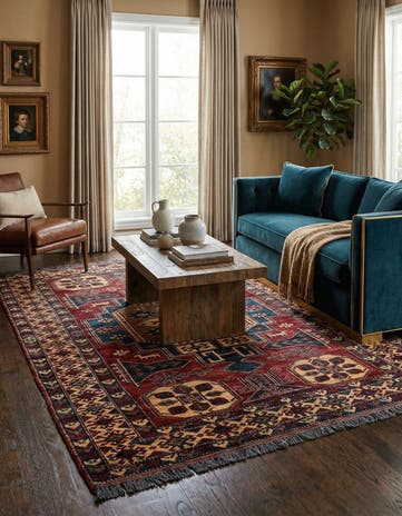 4' 10 x 6' 11 Hand Knotted Kazak Oriental Wool Rug