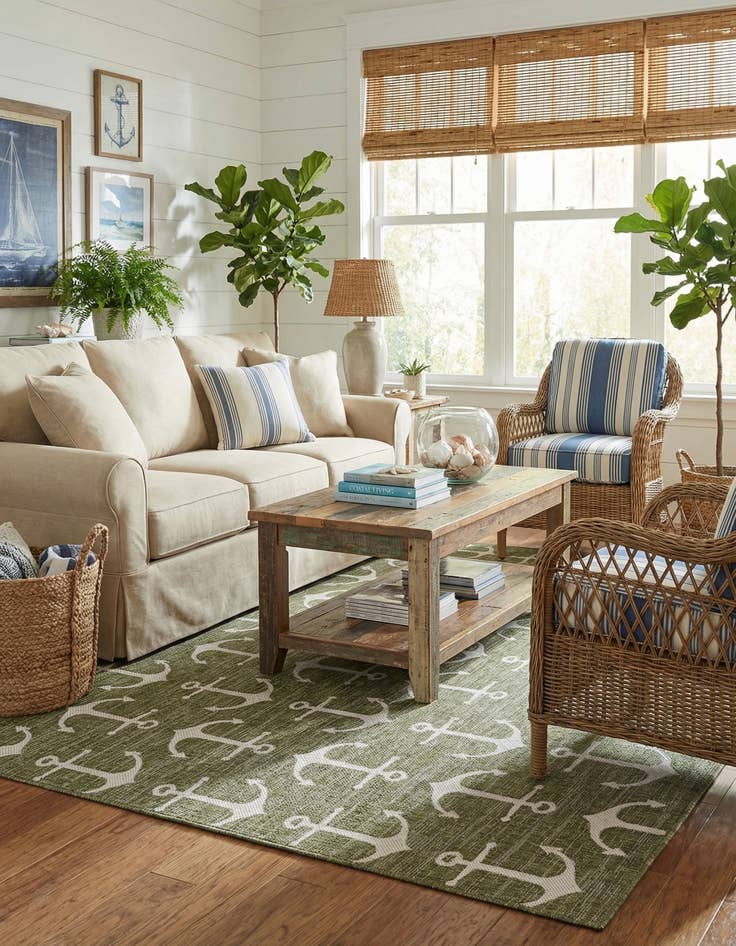 Detail image of 10' x 10'  Washable Coastal Indoor / Outdoor Square Rug