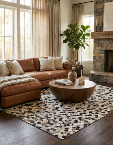 5' 1 x 8' Cowhide Leather Rug