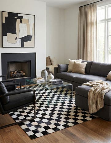 7' 11 x 9' 10 Cowhide Stocks Rug