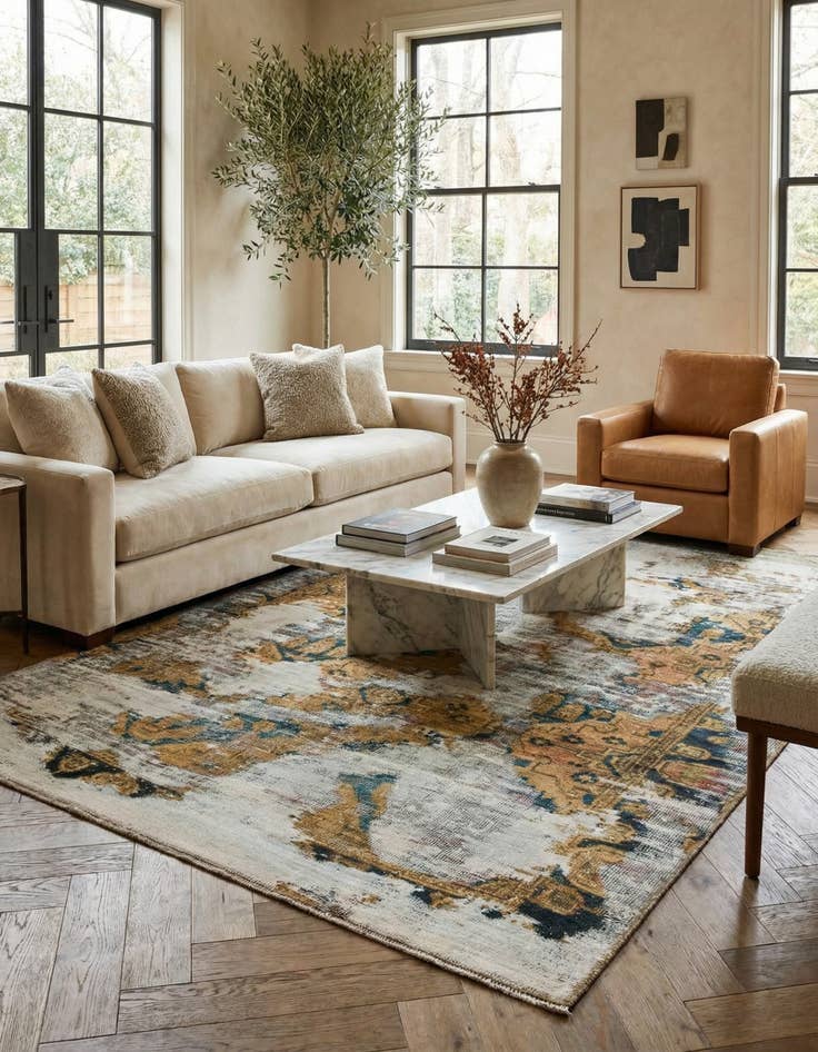 Detail image of 4' 3 x 6' 8 Hand Knotted Ultra Vintage Persian Wool Rug